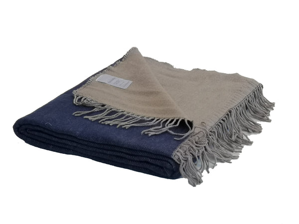 Wohndecke Amanda Reversible Plain Navy - Cobblestone